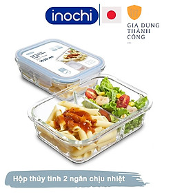 Mua Thố thủy tinh Hộp đựng thực phẩm 2 ngăn nikko inochi hộp cơm thủy tinh chia ngăn cao cấp bảo quản đồ ăn thực phẩm