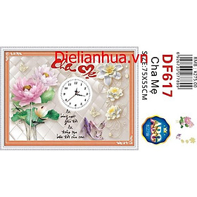 Mua Tranh đính đá Đồng Hồ Cha Mẹ DF617 75x55cm chưa đính