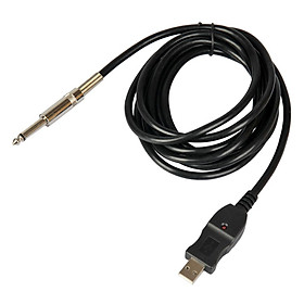 300cm Guitar Bass 1/4'' 6.3mm Jack To USB Connection Instrument Cable Adapter
