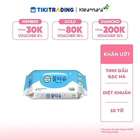 Khăn ướt đa năng KLEANNARA Tinh chất bạc hà diệt khuẩn - 10 tờ