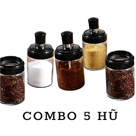 Hũ đựng gia vị thuỷ tinh Hũ gia vị kèm muỗng Lọ đựng gia vị 250ml