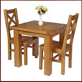 Mua Bộ bàn ghế phòng ăn gỗ sồi Tundo màu vàng tự nhiên 90cm kèm 2 ghế nệm lưng X