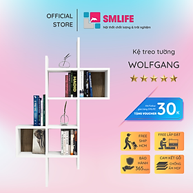 Kệ gỗ treo tường trang trí hiện đại SMLIFE Wolfgang  | Gỗ MDF dày 17mm chống ẩm | D73xR20xC117cm -  Màu
