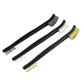 3PCS home Mini Double head Wire Brush Set Steel Brass Nylon Cleaning Polishing Detail Metal Rust Brush bathroom accessories sets