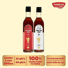 Combo 2 Chai Nước Mắm Nhĩ Thuyền Xưa 33 Độ Đạm 500ml + Nước Mắm Nhĩ Thuyền Xưa 40 Độ Đạm 500ml