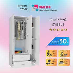 Tủ quần áo gỗ hiện đại SMLIFE Cybele  | Gỗ MDF dày 17mm chống ẩm | D90xR45xC180cm