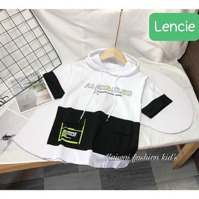 Áo thun có nón hoodie phong cách Hàn Quốc cho bé size 12-40kg chất cotton 4 chiều mềm mịn mát