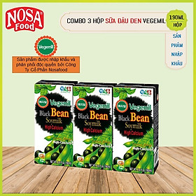 Lốc 3 Hôp Sữa Đậu Nành Đậu Đen Vegemil Giàu Canxi 190ml Black Bean Soymilk