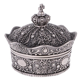 Vintage Crown Shape Jewelry Box Trinkets Container Organizer Rose Sculpture