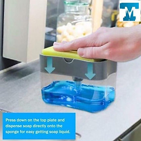 Mua Combo 10 Hộp chứa xà phòng  nước rửa chén trong suốt nhấn để tạo bọt tiện lợi  mẫu mới 2021 (Kèm miếng rửa chén bát)
