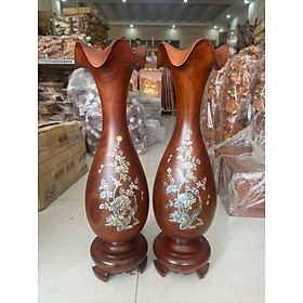 Mua Cặp lục bình phong thủy-Cặp lộc bình gỗ lim nguyên khối cẩn ốc cao 40 -50-60cm