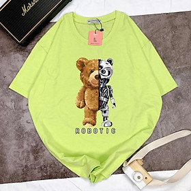 Áo Thun Tay Ngắn UNISEX in Decal GẤU ROBOTIC - Hình chụp thật  - Số đo ở cuối