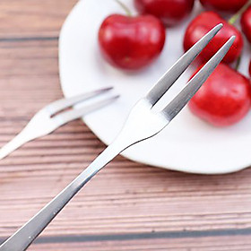 Mua Bộ 2 Dĩa Inox mini không gỉ ăn hoa quả trái cây tráng miệng hay dùng ăn rau củ quả rất tiện lợi - Nĩa Inox Mini