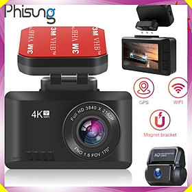 Camera hành trình ô tô thương hiệu cao cấp Phisung 4K, Wifi, 2.45 inch - Mã: G3 - Hàng Nhập Khẩu