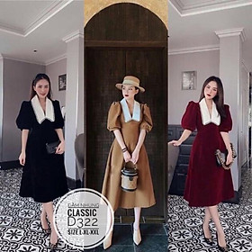 Bigsize 60-90KG vmart Đầm nhung classic D322 hàng Quảng Châu cao cấp chiết eo giấu bụng