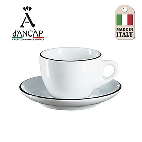 Bộ đĩa và ly sứ cà phê Ancap Cappuccino180ml vẽ tay lên viền