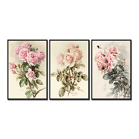 Mua Bộ 3 tranh treo tường trên nền canvas hoa hồng lãng mạng trang trí phòng khách và phòng ngủ nhiều kích cỡ
