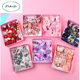 Sét nơ dây buộc tóc PaKaSa 18 chi tiết cho bé gái - Hàng chính hãng