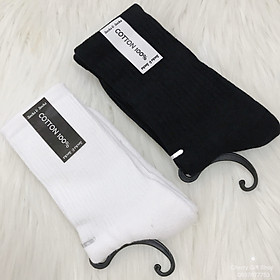 Vớ cổ cao unisex vớ nam nữ - tất vớ cotton đen trắng