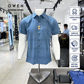 Áo Sơ mi Owen nam cộc tay có túi dáng Bodyfit vạt bằng sợi Bamboo cao cấp mềm mịn mát AB230175NT