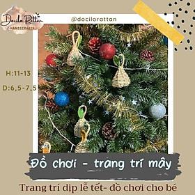 Set 5 Quả thông bằng mây trang trí cây thông Noel dịp Giáng sinh, hàng decor thủ công mỹ nghệ, Đồ chơi cầm tay cho bé