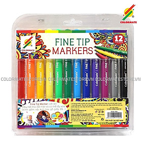 Bút lông màu Colormate, bút màu Fine Tip bộ 12 màu - COLORMATE