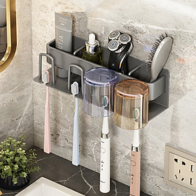Giá treo để bàn chải đánh răng VANDO gắn tường tiện lợi, kệ nhà tắm để cốc, mỹ phẩm, chất liệu cao cấp sơn tĩnh điện - 2 cốc