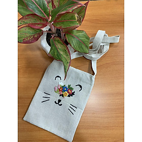 Túi đeo chéo thêu thời trang nữ -  Mèo Hoa