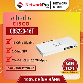 Mua Switch Cisco CBS220-16T-2G-EU 16 Ports 1GE  2 Ports SFP 1G Uplink - Hàng Chính Hãng