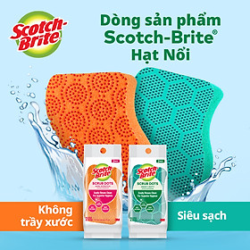 Miếng rửa chén hạt nổi siêu sạch Scotch Brite 3M đa năng, công nghệ độc quyền mới, mút kháng khuẩn ngăn vi trùng, không gây mùi, không bám cặn bẩn, dễ dàng vệ sinh (Màu cam/ Màu xanh lục)