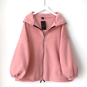 Áo Khoác Hoodie Dây Kéo Form Rộng Chất Liệu Thun Nỉ Trang Phục Đi Học,Đi Chơi