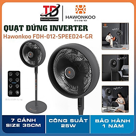 Mua Quạt Đứng Hawonkoo DC Inverter FDH-012-GR  7 Cánh size 35cm  24 Tốc Độ Gió  Điều Khiển Từ Xa  Hàng Chính Hãng