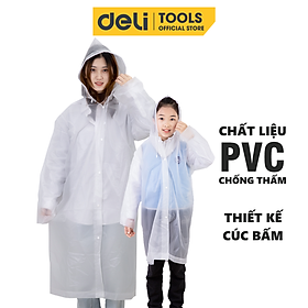 Áo Mưa Trong Suốt Deli Cho Người Lớn Và Trẻ Em - Vải Chống Thấm Cao Cấp - Dáng Dài Thời Trang - DL553010 / DL553011
