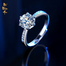 NS001 Nhẫn bạc đính đá Moissanite một carat NS001