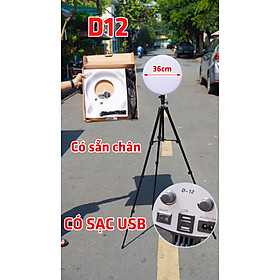 Mua Đèn Studio D12 36cm - Đèn led chiếu sáng studio  chụp ảnh sản phẩm  quay phim  spa  livestream chuyên nghiệp - Photography light - Chân cao 1.5m - Độ sáng đến 6000K - Tích hợp cổng USB sạc điện thoại