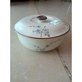 Mua Âu đựng cơm canh vẽ hoa đào xanh số to gốm sứ Bát Tràng
