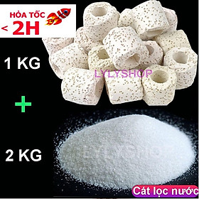 Combo 2kg Cát Thạch Anh + 1kg Sứ Lọc Bể Cá - Vật Liệu Lọc Nước Cực Trong, Trang Trí Hồ Cá Cảnh