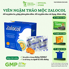 Viên ngậm ho thảo mộc Zalocol  Hỗ trợ giảm đờm, đau rát họng, khản tiếng (Hộp 20 viên) - Genat - Giao 2H HCM