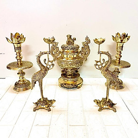 Mua BỘ ĐỈNG NGŨ SỰ 36 CM  CHẤT LIỆU BẰNG ĐỒNG VÀNG  BỘ THỜ CÚNG TÂM LINH