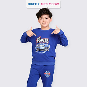 Bộ dài tay bé trai Bigfox Miss Meow mùa thu đông chất nỉ dày dặn phom Hàn Quốc, size đại trẻ em 3,5,9,11 tuổi 39kg