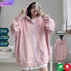 Hình ảnh Áo khoác nỉ Hoodie Dây Kéo KẺ VIỀN TÚI Ulzzang form rộng Unisex