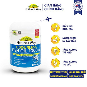 Viên Uống Dầu Cá Nature’s Way Odourless Fish Oil Tăng Cường Sức Khoẻ Tự Nhiên Không Mùi 1000mg 200 Viên