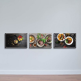 Mua Bộ 3 Tranh Treo Nhà Hàng - Tranh Tường Phòng Bếp Về Ẩm Thực Canvas Có Viền W1208
