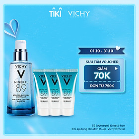 Bộ sản phẩm Serum khoáng phục hồi chuyên sâu Vichy Mineral 89 50ml và 3 serum khoáng phục hồi chuyên sâu Mineral 89 15ml