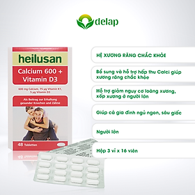 HEILUSAN CALCIUM 600 + VITAMIN D3 – BỔ SUNG CANXI GIÚP XƯƠNG RĂNG CHẮC KHỎE ( HỘP 3 VỈ X 16 VIÊN)