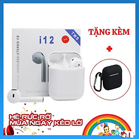 Tai nghe Bluetooth Lanith i12 TWS 5.0 không dây tặng bao đựng silicone bảo vệ – Tai nghe không dây bluetooth kiểu dáng hiện đại, thời thượng - Tai nghe bluetooth nhét tai - Hàng nhập khẩu – TAI00I12W+OPTAIS55B