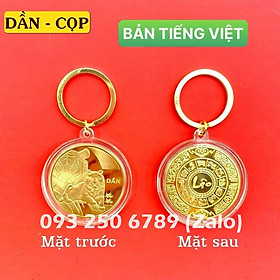 [CON CỌP] Móc Khóa Đồng Xu Khắc Hình 12 Con Giáp, Niken Mạ Vàng Phong Thủy, Tiền lì xì tết 2023 , NELI