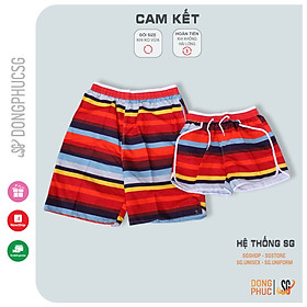 Quần đi biển gia đình cặp đôi nam nữ hội nhóm thiết kế quần short ngắn họa tiết nổi bật QDB11 | SG