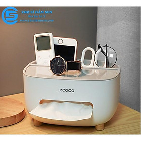 Hộp đựng khăn giấy, remote, điện thoại để bàn cao cấp G09-HopKG-Ecoco, kệ lưu trữ đồ dùng đa năng Ecoco