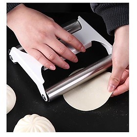 Mua Cây Lăn Bột Hai Trục Inox 304 Cán Trợ Lực Dùng Cho Bánh Tiêu  Bánh Bao  Há Cảo  Pizza... 304 Stainless Steel Roller Rolling Pin